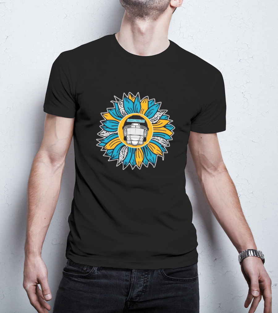 Jacksonville Jaguars Football Helmet Sunflower T-Shirt