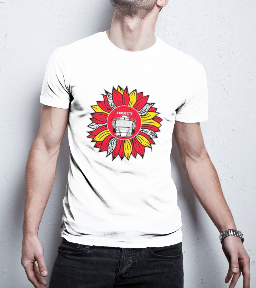 Kansas City Chiefs Football Helmet Sunflower T-Shirt