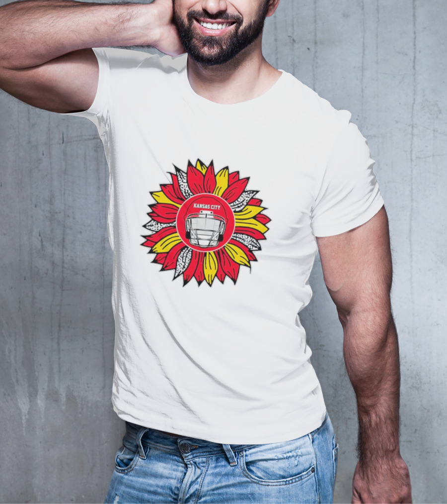 Kansas City Chiefs Football Helmet Sunflower T-Shirt