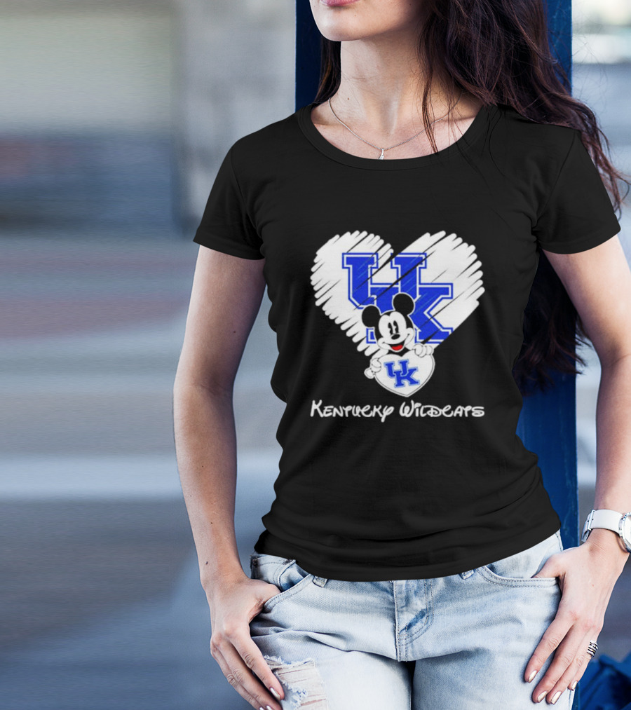 Kentucky Wildcats Heart With Mickey Mouse UK T-Shirt