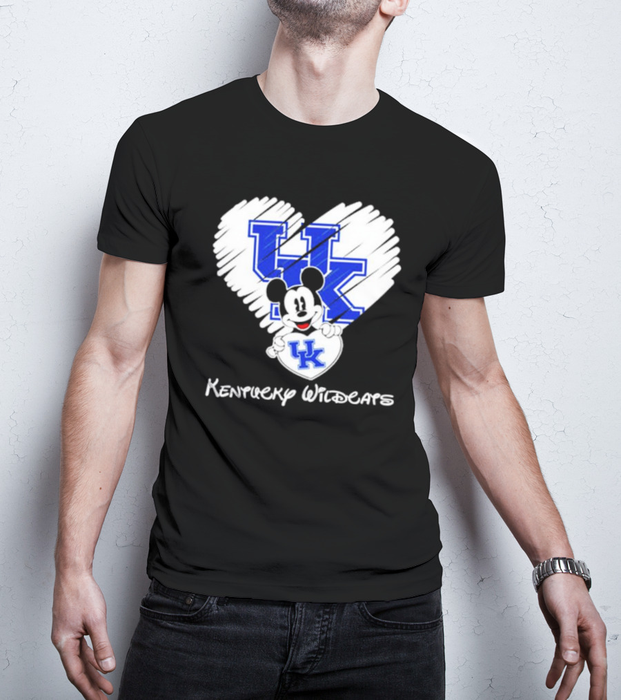 Kentucky Wildcats Heart With Mickey Mouse UK T-Shirt