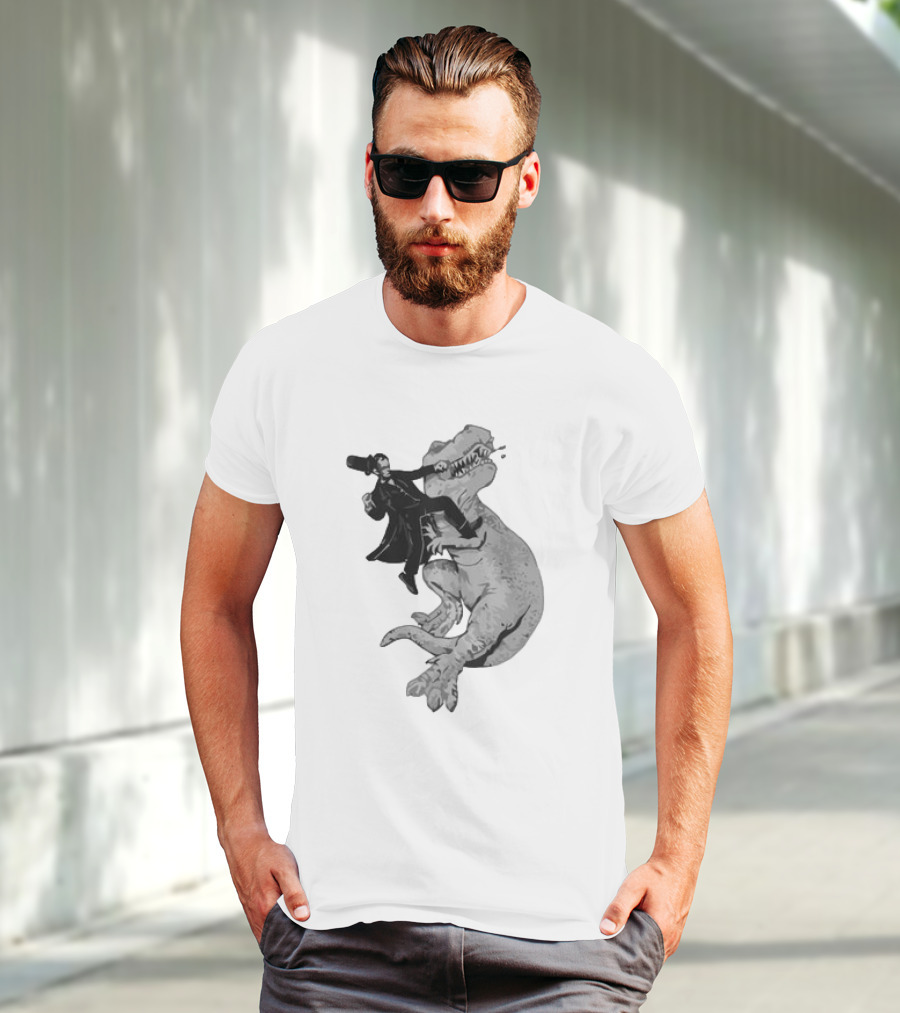 Punching ARex Like A Boss Victorian Gentleman Fighting Dinosaur T-Shirt