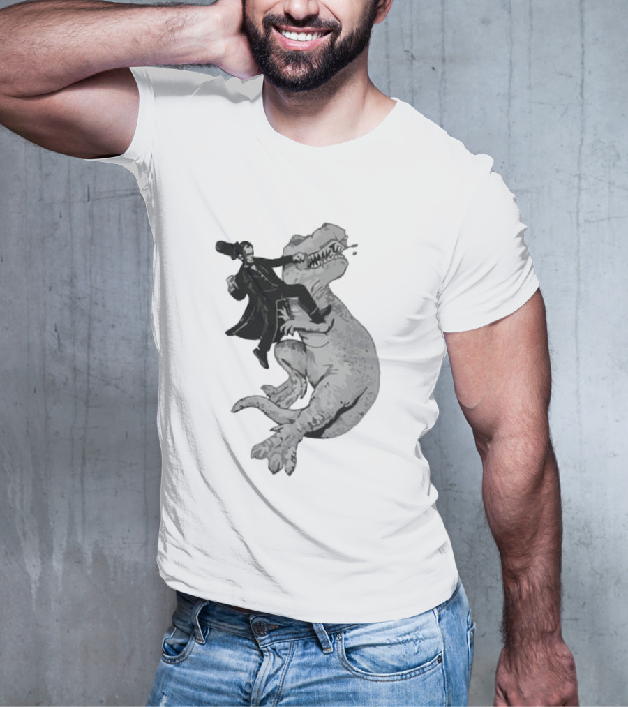Punching ARex Like A Boss Victorian Gentleman Fighting Dinosaur T-Shirt