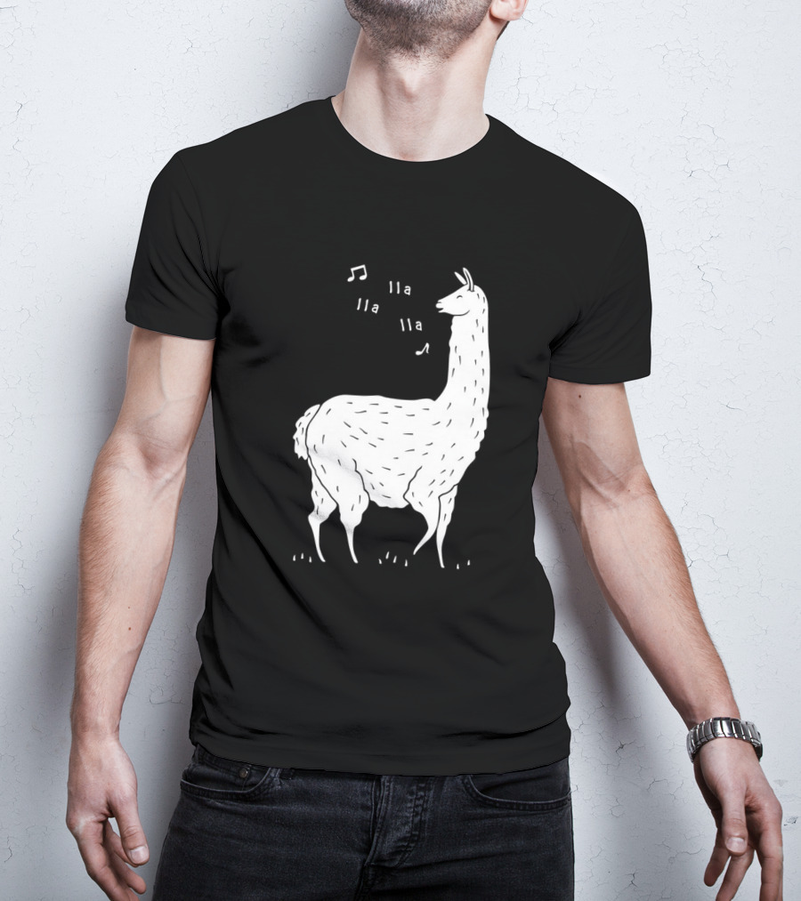 LLAMAS AND MUSICAL NOTES LLA LLA SONG OF THE LLAMA T-Shirt