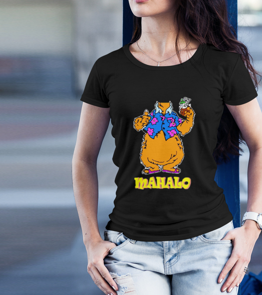 Tammy Mahalo Tropical Bear In Hawaiian Shirt With Drink T-Shirt