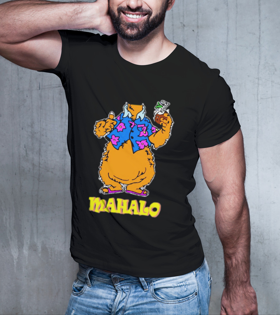 Tammy Mahalo Tropical Bear In Hawaiian Shirt With Drink T-Shirt
