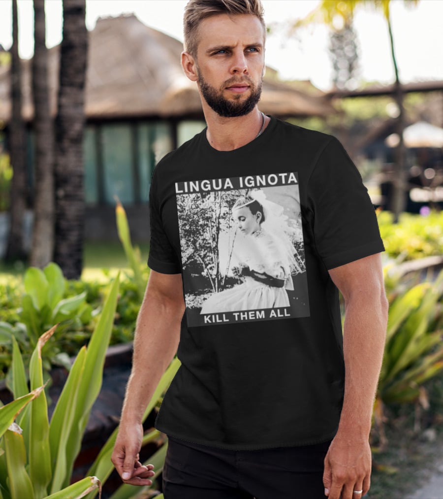 LINGUA IGNOTA KILL THEM ALL Veiled Bride Prayerful Pose T-Shirt