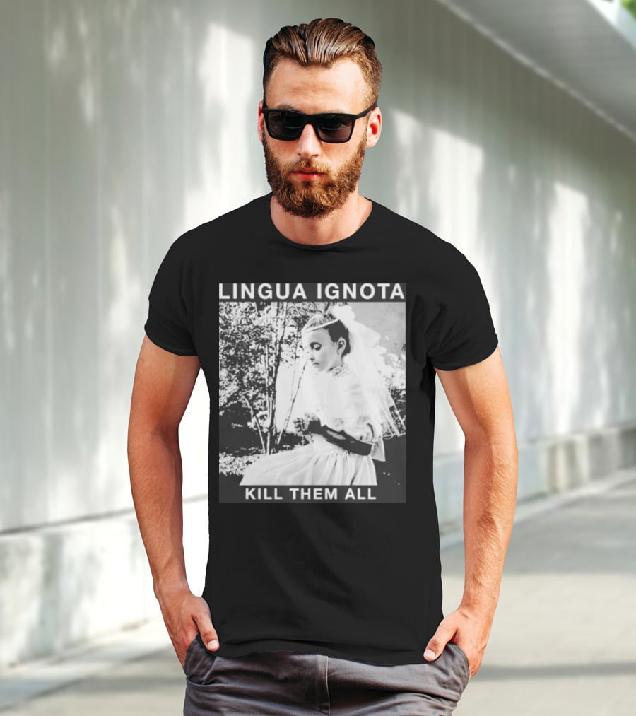 LINGUA IGNOTA KILL THEM ALL Veiled Bride Prayerful Pose T-Shirt