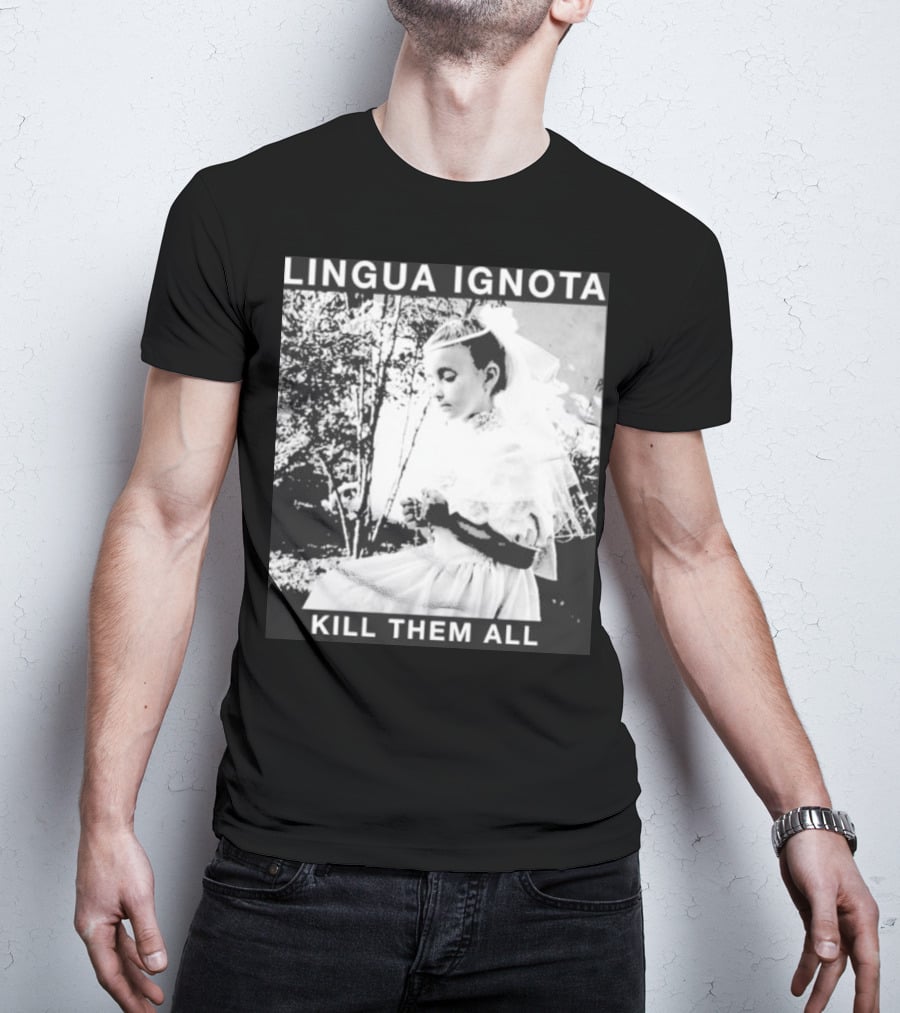 LINGUA IGNOTA KILL THEM ALL Veiled Bride Prayerful Pose T-Shirt