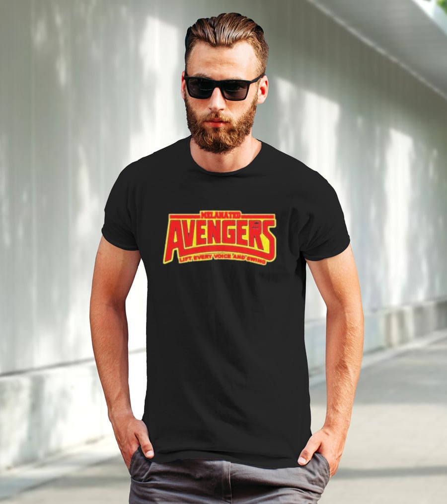 Melanated Avengers Lift Every Voice And Swing Bold Red Yellow Iconic T-Shirt