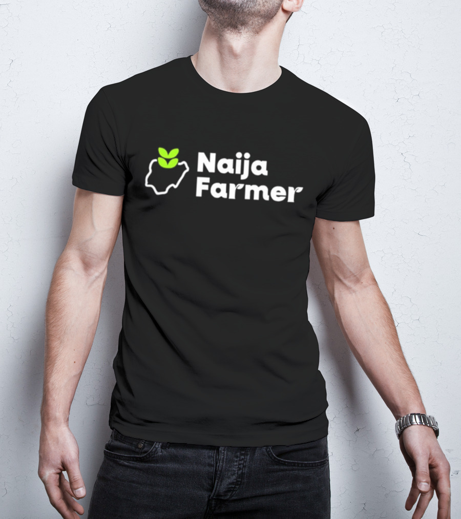 Naija Farmer Nigeria Agriculture Icon With Leaf Map Outline T-Shirt