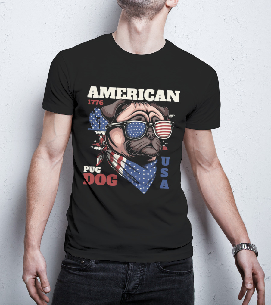 AMERICAN PUG DOG 1776 USA T-Shirt
