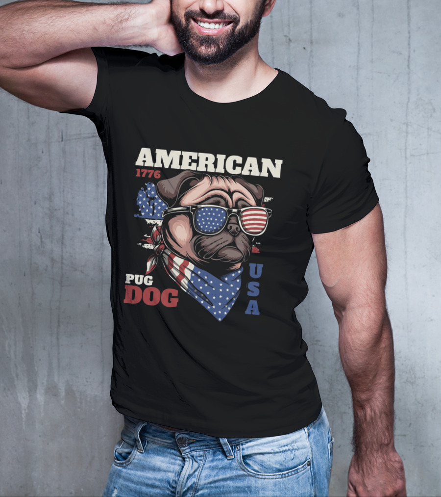 AMERICAN PUG DOG 1776 USA T-Shirt