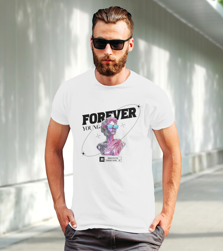 Forever Young Unrestricted Statue With Sunglasses T-Shirt