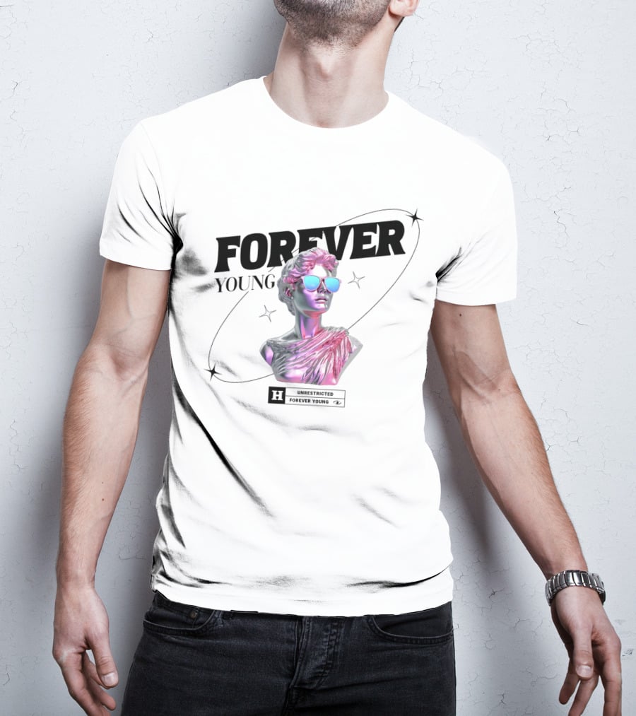 Forever Young Unrestricted Statue With Sunglasses T-Shirt