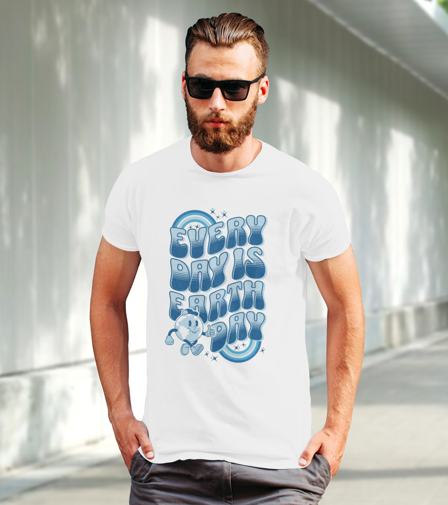 Every Day Is Earth Day Cartoon Planet T-Shirt