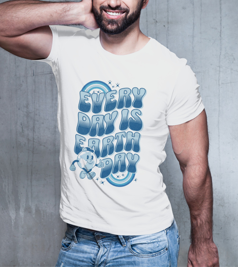 Every Day Is Earth Day Cartoon Planet T-Shirt