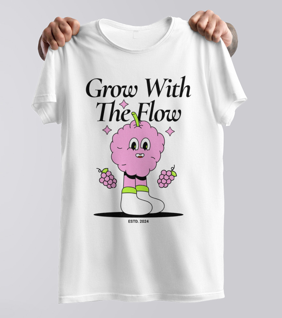 Grow With The Flow Pink Character Grapes ESTD. T-Shirt