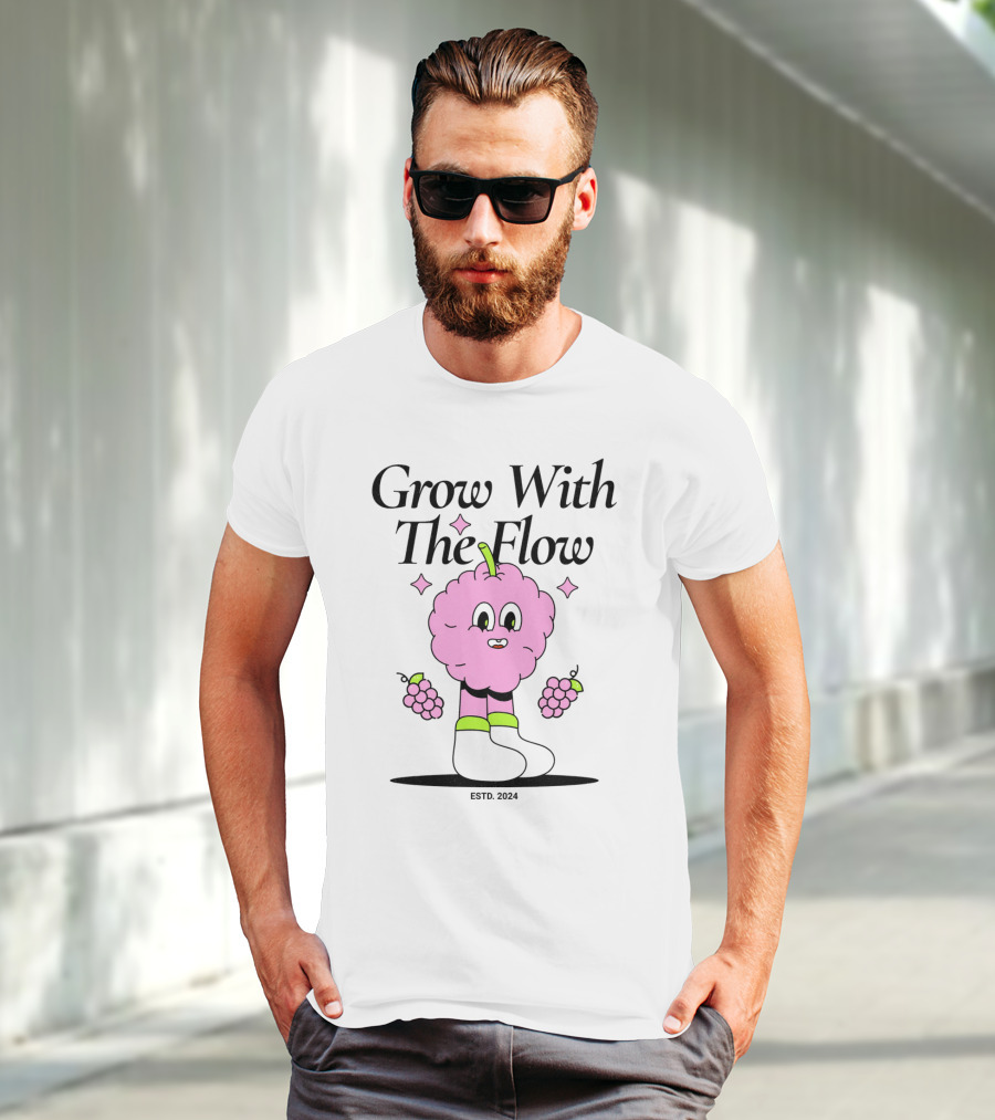 Grow With The Flow Pink Character Grapes ESTD. T-Shirt