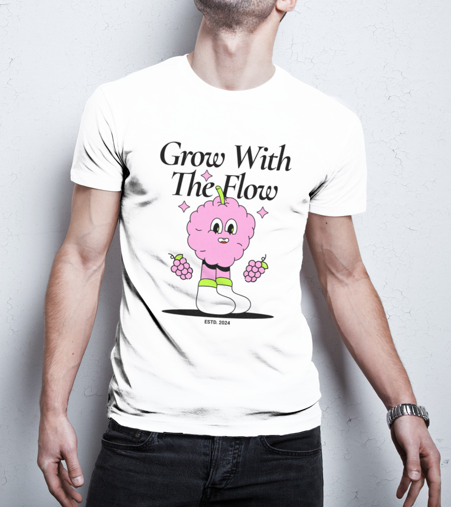 Grow With The Flow Pink Character Grapes ESTD. T-Shirt