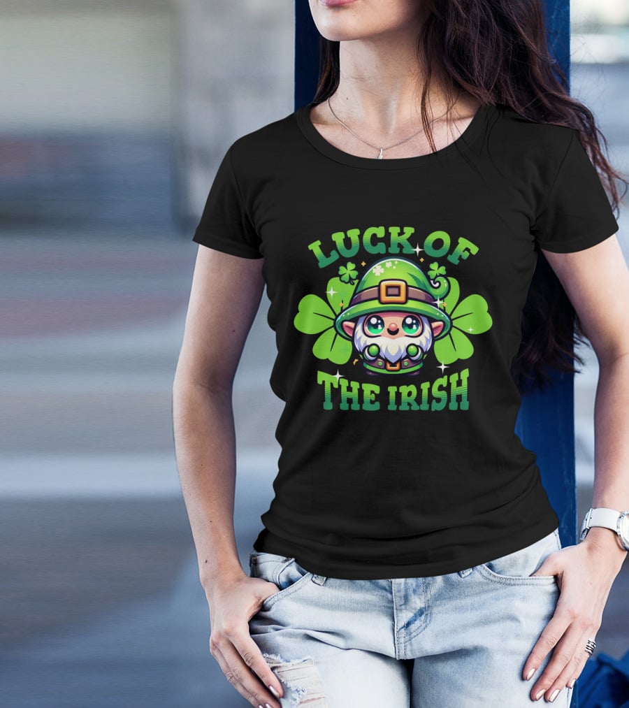 Luck Of The Irish Cute Leprechaun With Shamrocks T-Shirt