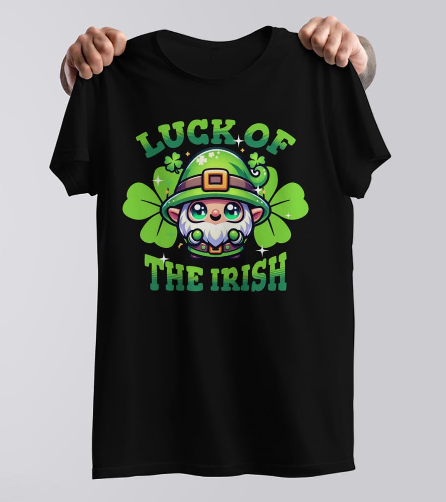 Luck Of The Irish Cute Leprechaun With Shamrocks T-Shirt