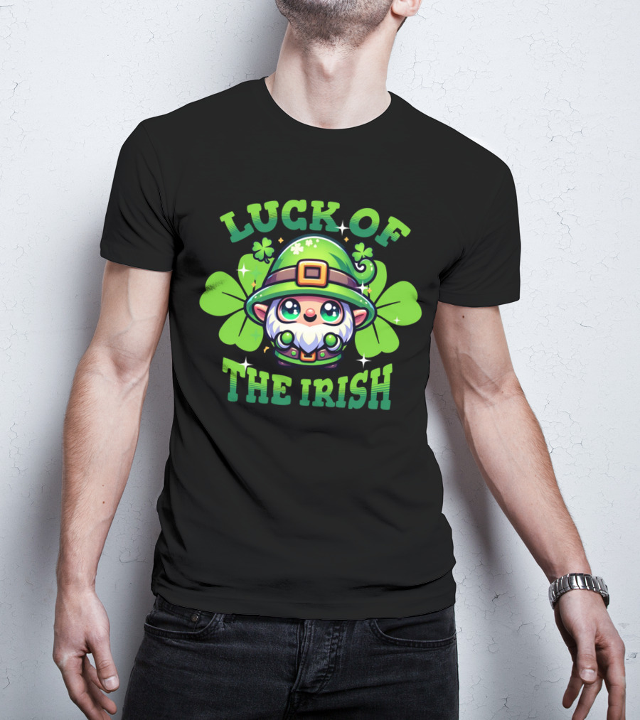 Luck Of The Irish Cute Leprechaun With Shamrocks T-Shirt