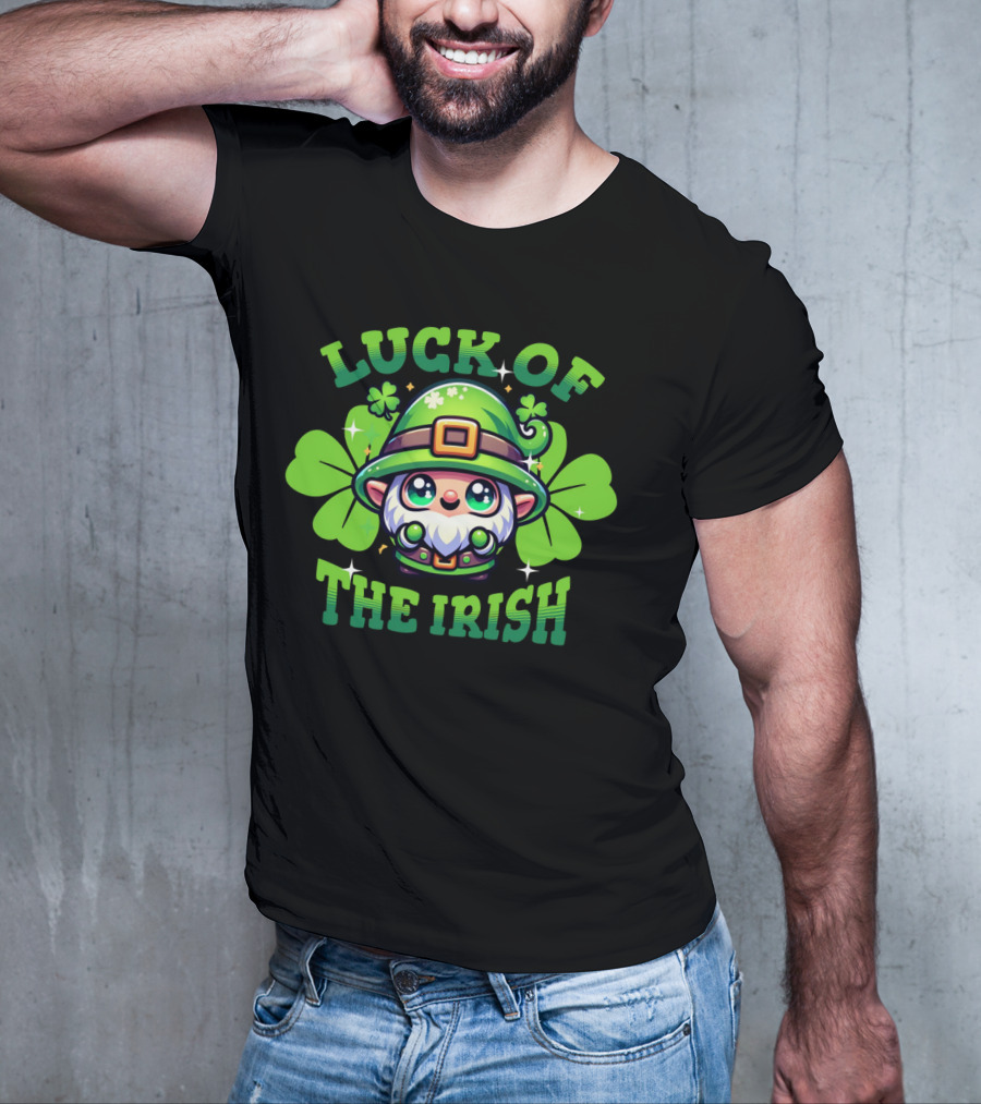 Luck Of The Irish Cute Leprechaun With Shamrocks T-Shirt