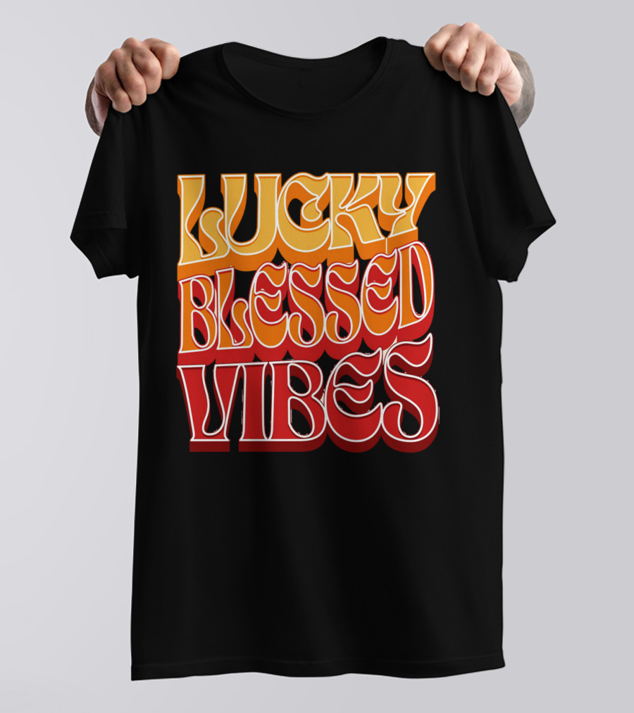 Lucky Blessed Vibes Retro T-Shirt
