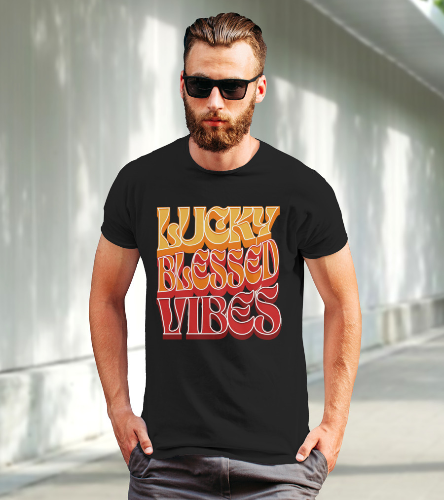 Lucky Blessed Vibes Retro T-Shirt