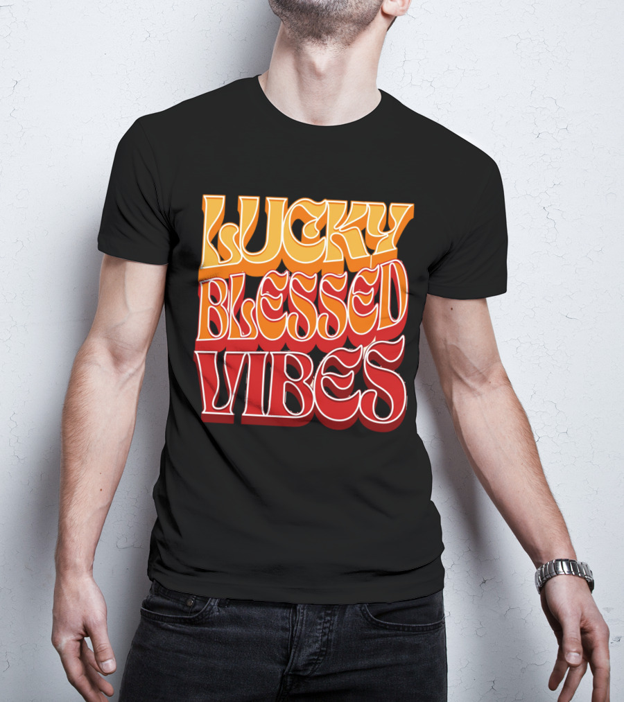 Lucky Blessed Vibes Retro T-Shirt