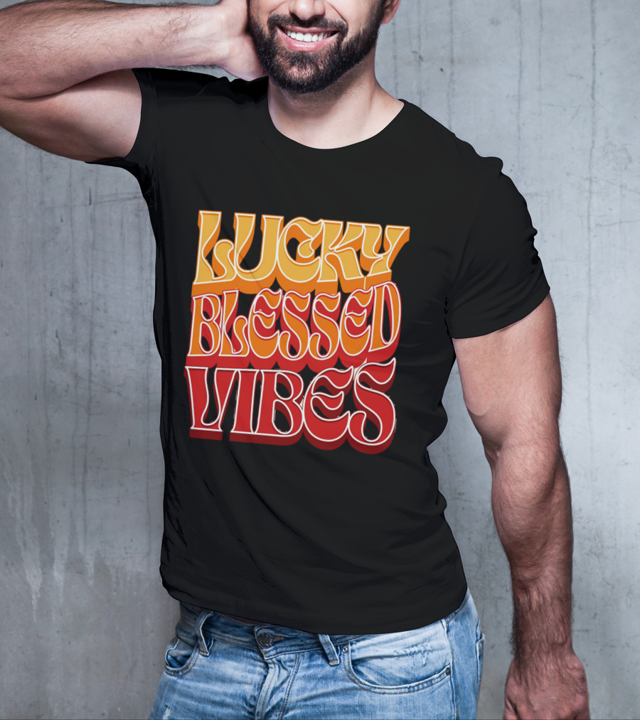 Lucky Blessed Vibes Retro T-Shirt