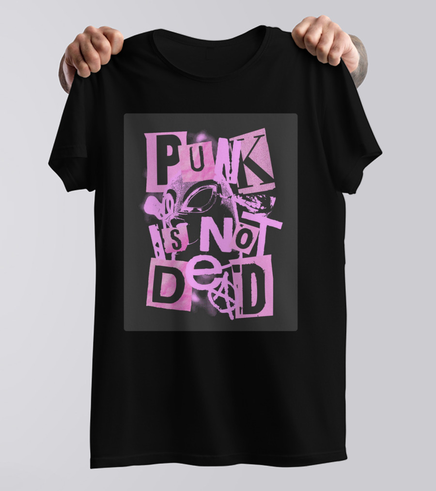 Punk Is Not Dead Mask And Anarchy Symbol Collage T-Shirt
