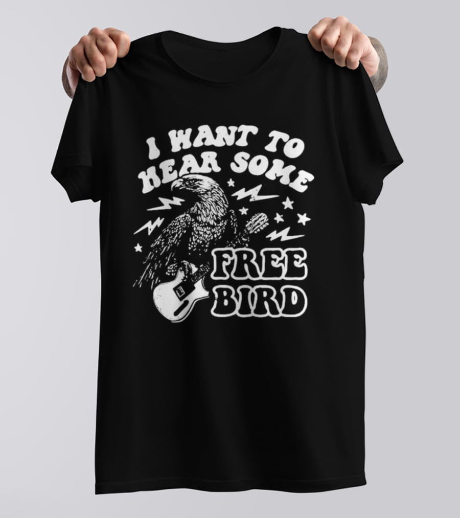 I Want To Hear Some Free Bird Eagle With Guitar And Lightning Bolts T-Shirt