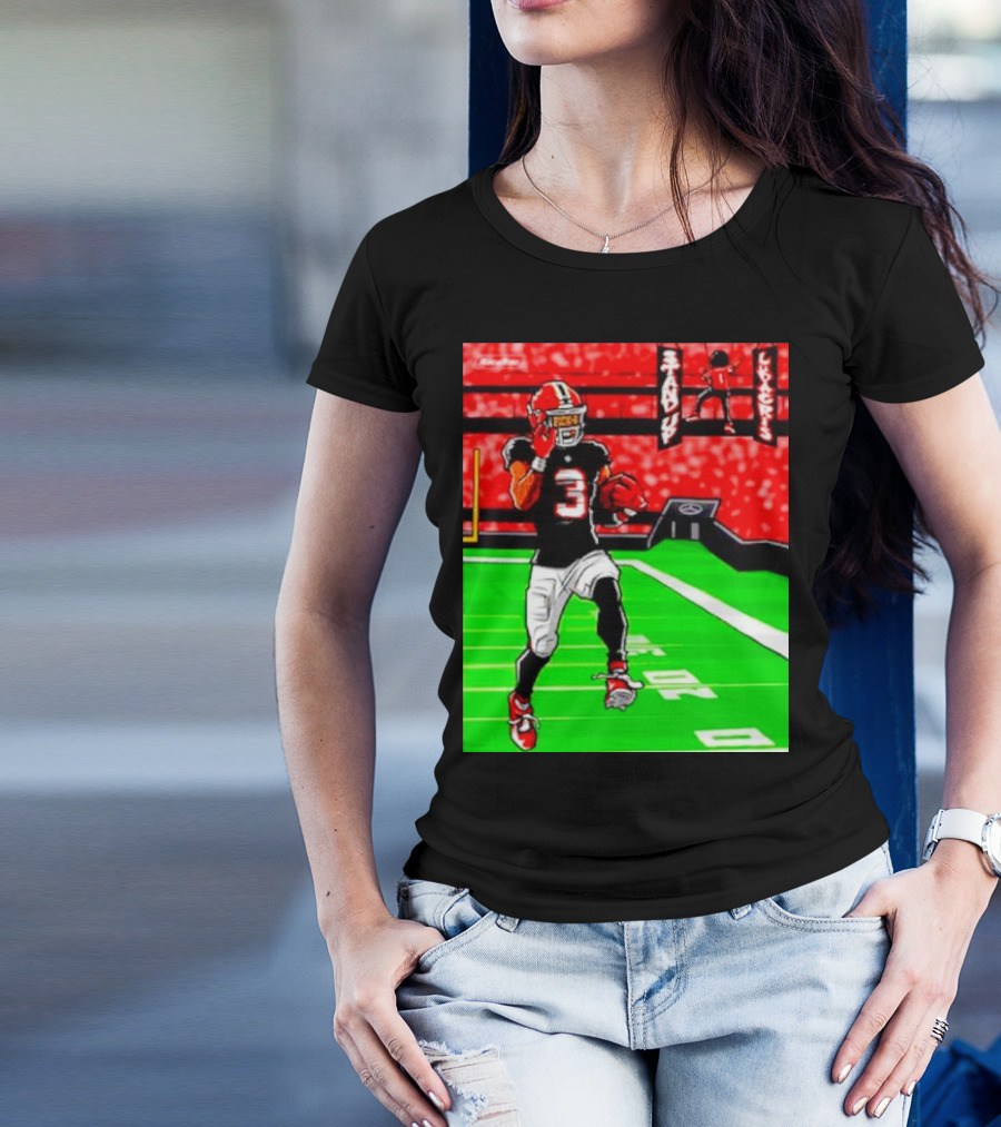 Stand Up Ludacris Football Player Number 3 On Green Field T-Shirt