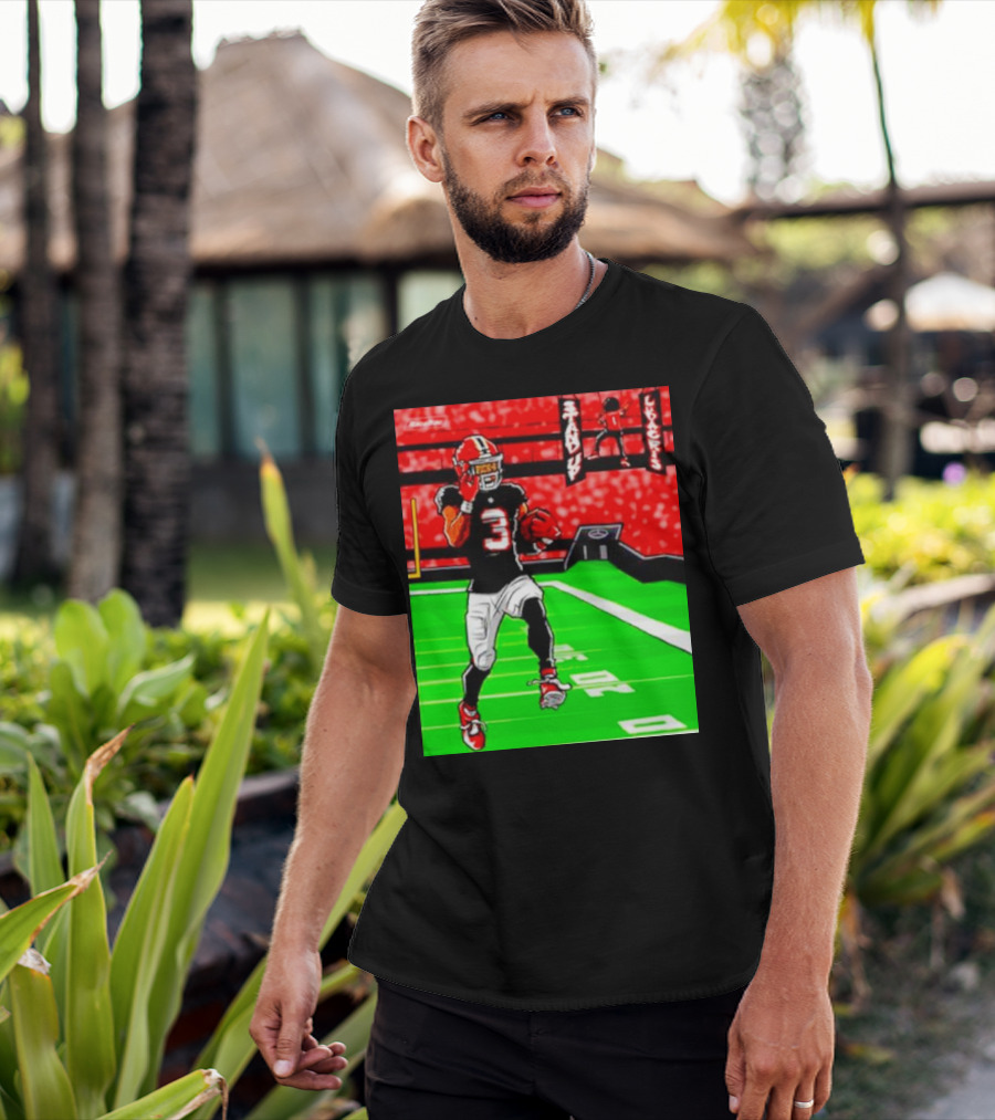 Stand Up Ludacris Football Player Number 3 On Green Field T-Shirt