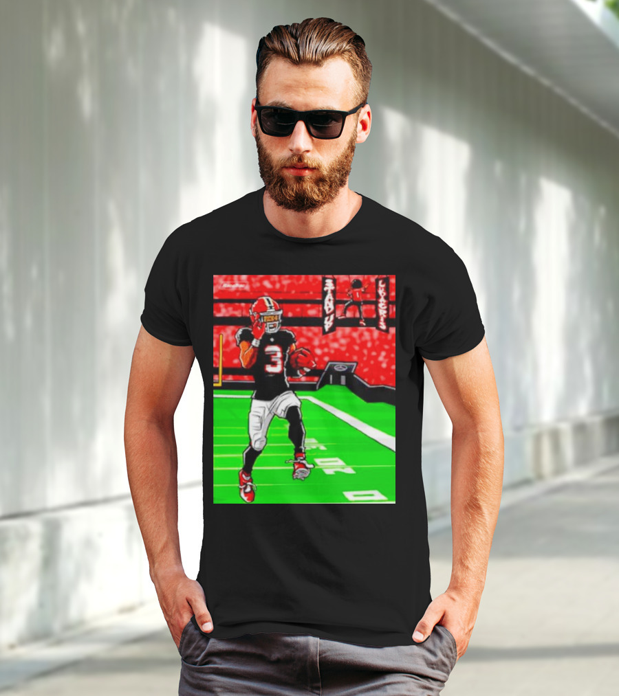 Stand Up Ludacris Football Player Number 3 On Green Field T-Shirt