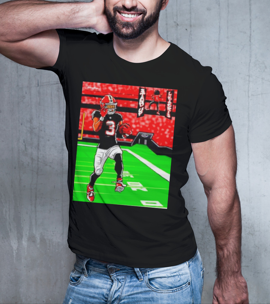 Stand Up Ludacris Football Player Number 3 On Green Field T-Shirt