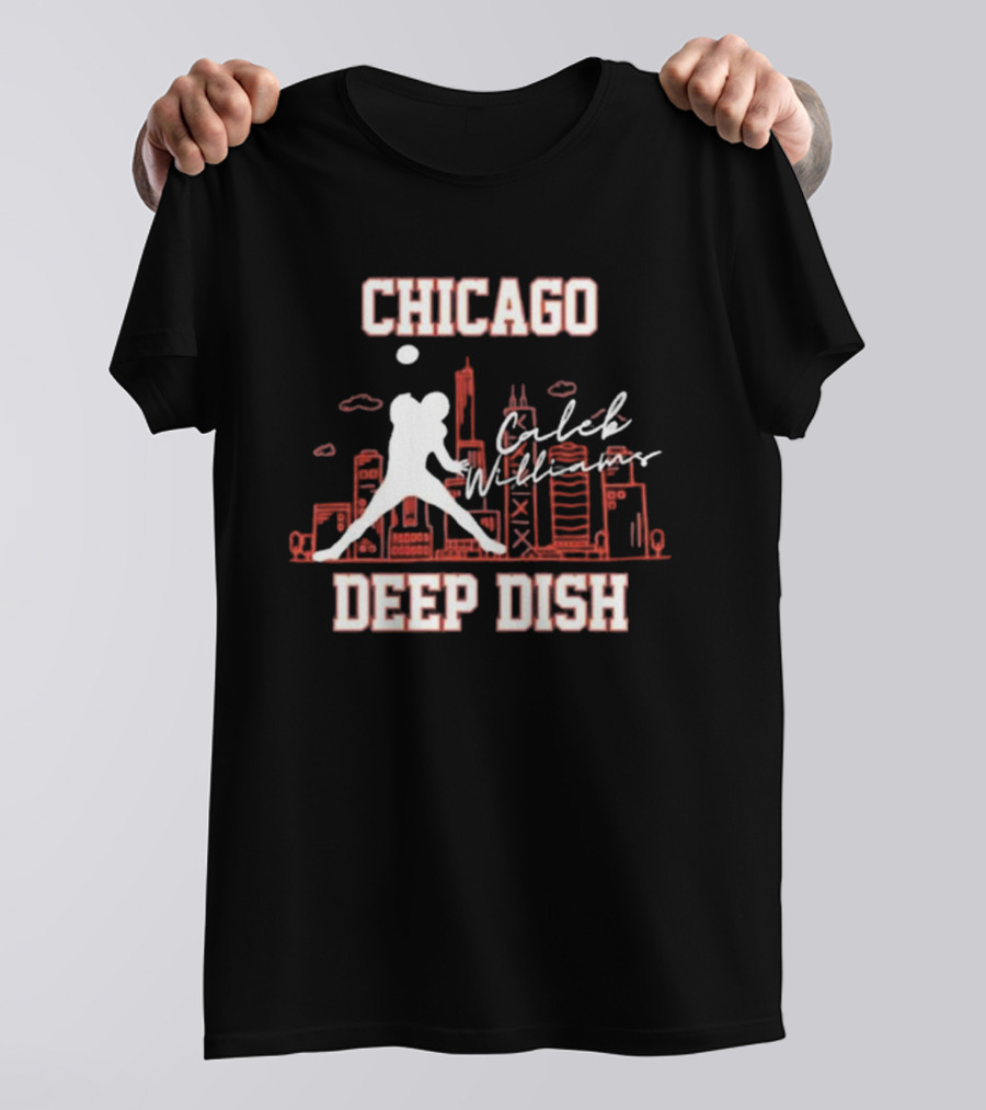 Caleb Williams Chicago Deep Dish Football Skyline T-Shirt