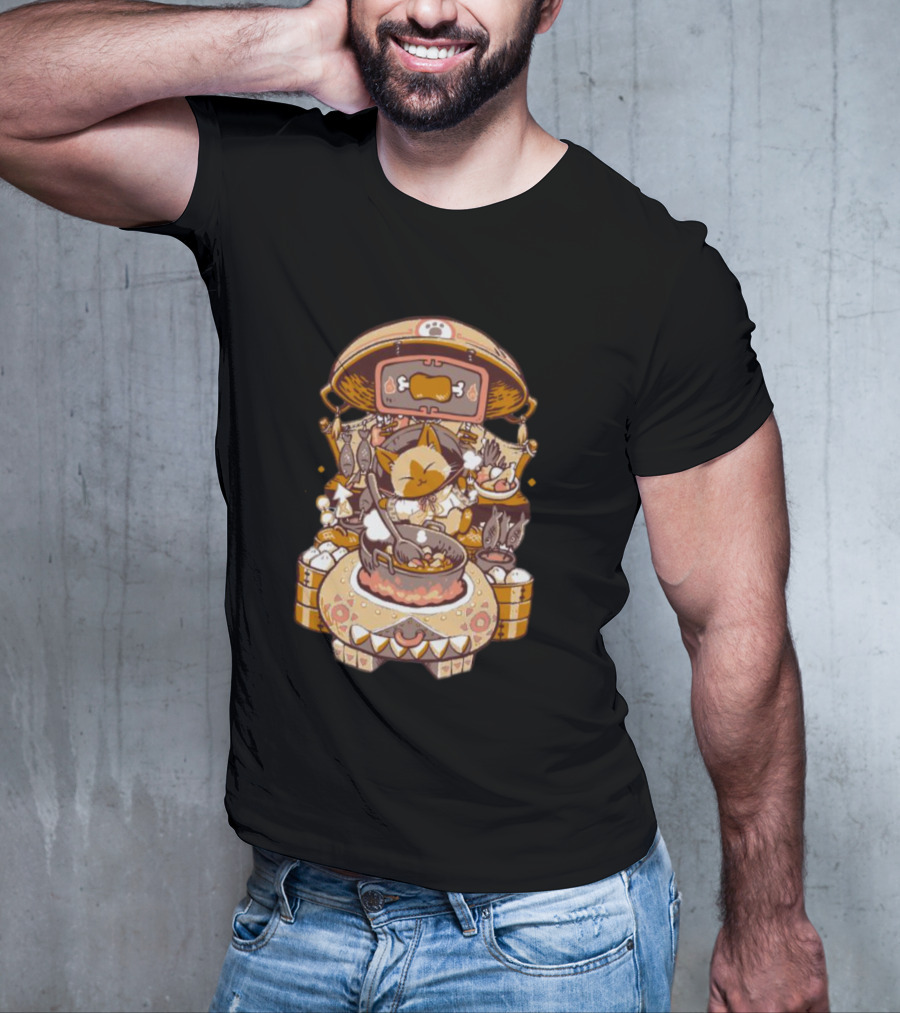 Cooking Monster Hunter Palico Eyebat Feast In Pixel T-Shirt