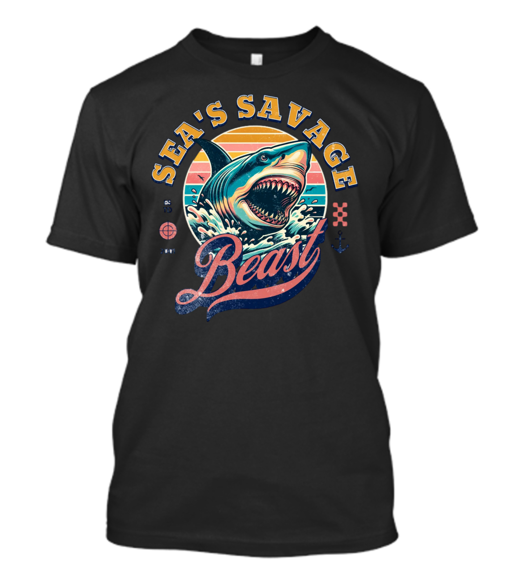 Sea's Savage Beast Angry Shark Y2K T-Shirt