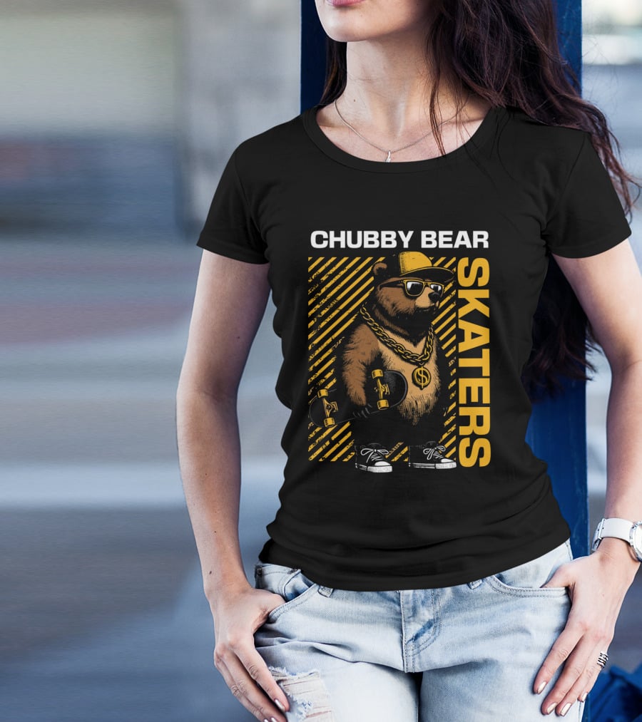 CHUBBY BEAR SKATERS Dollar Chain Sunglasses Cool Black And Yellow T-Shirt
