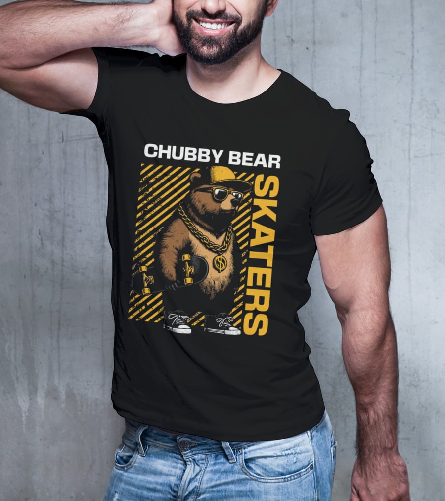 CHUBBY BEAR SKATERS Dollar Chain Sunglasses Cool Black And Yellow T-Shirt