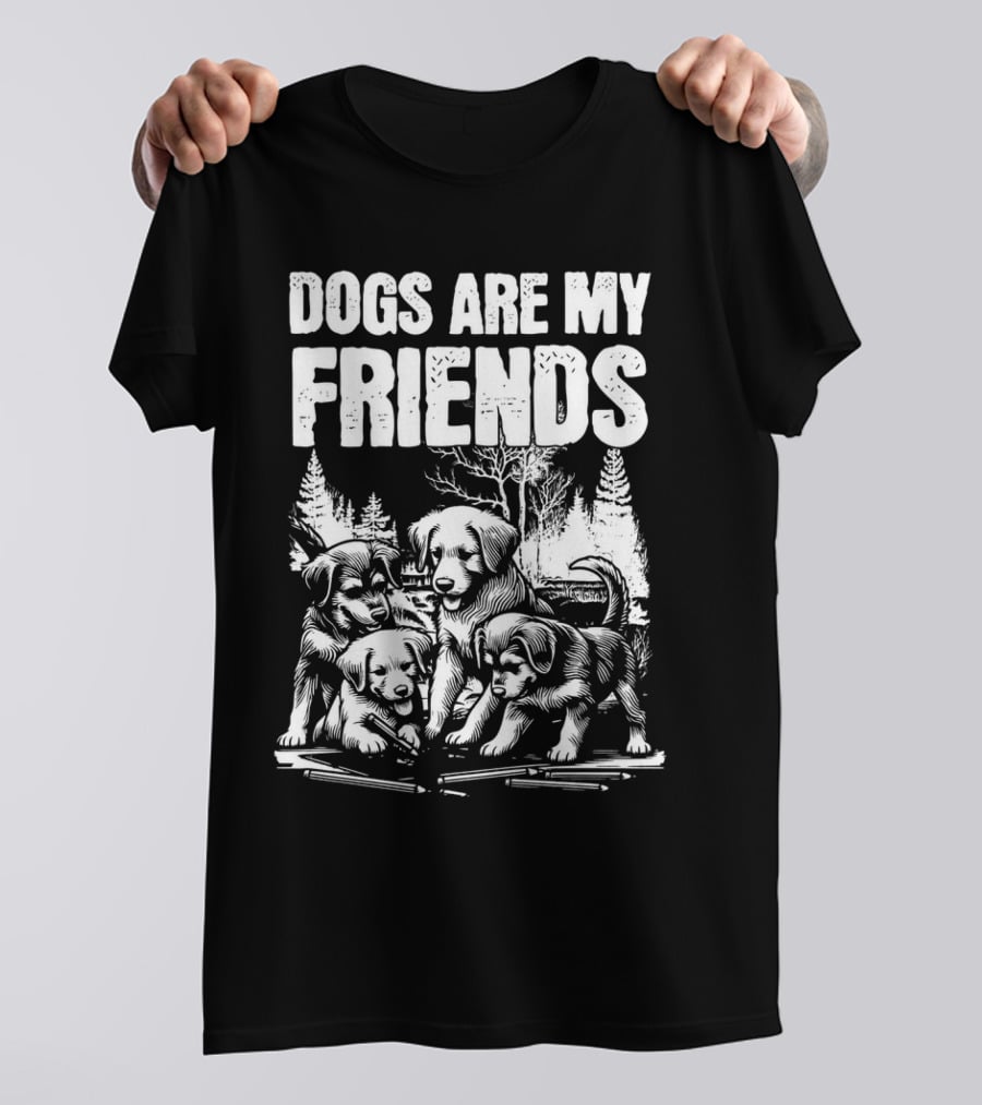 Dogs Are My Friends Puppy Forest Scene T-Shirt