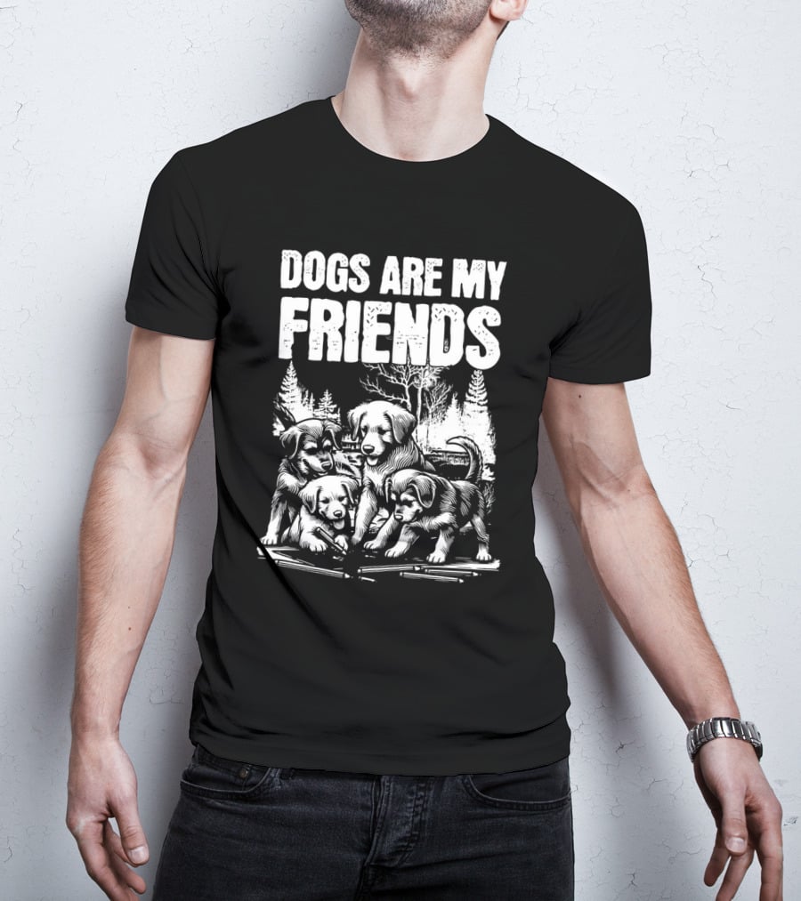 Dogs Are My Friends Puppy Forest Scene T-Shirt