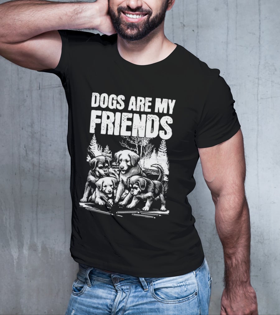 Dogs Are My Friends Puppy Forest Scene T-Shirt