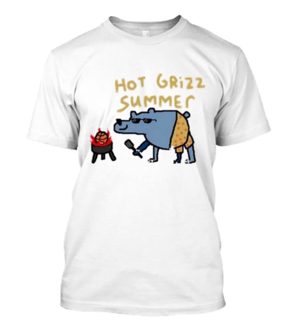 Hot Grizz Summer Sunglasses Bear Grilling Basketball On Fire T-Shirt