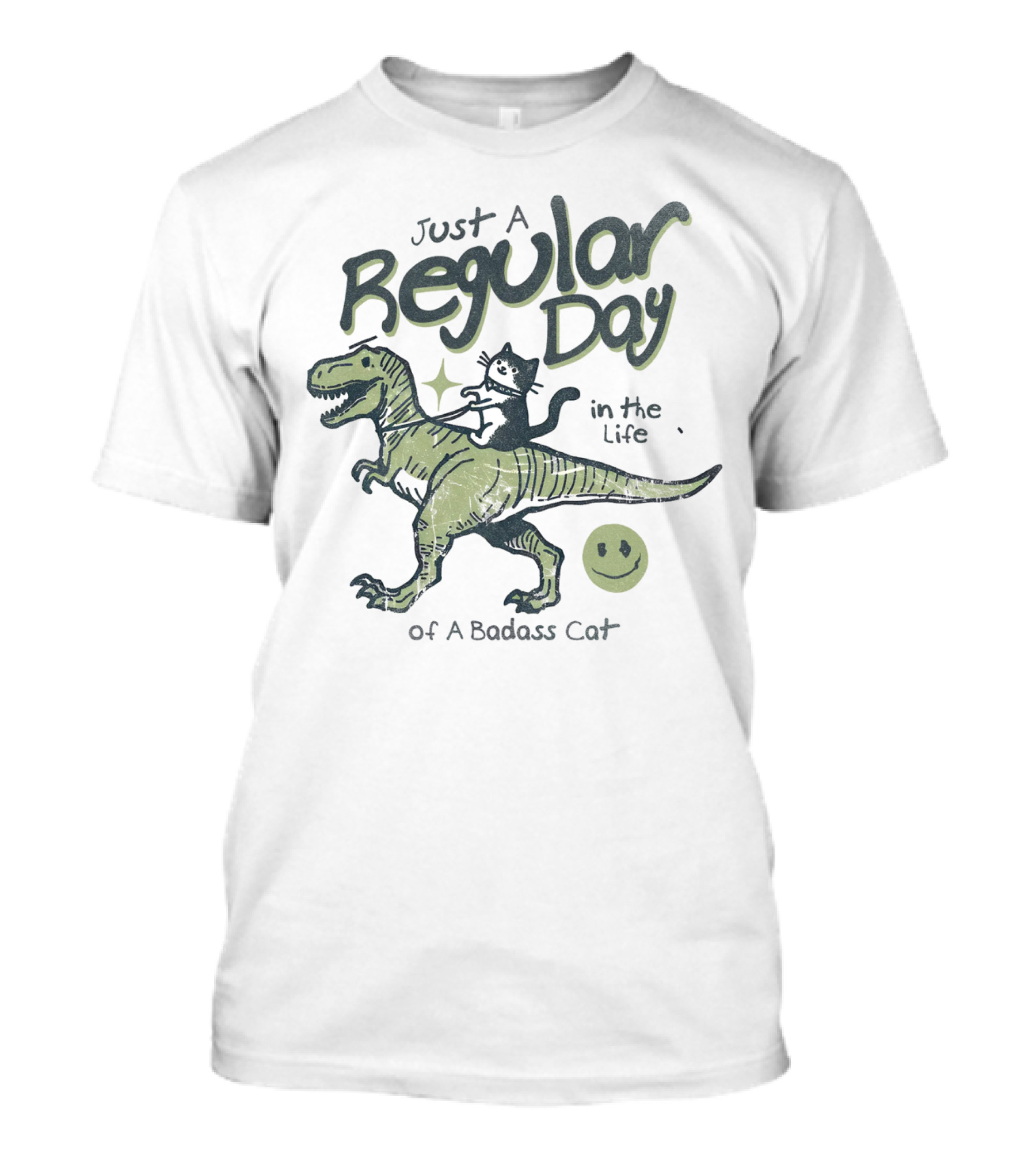 Just A Regular Day In The Life Of A Badass Cat Riding Dinosaur T-Shirt