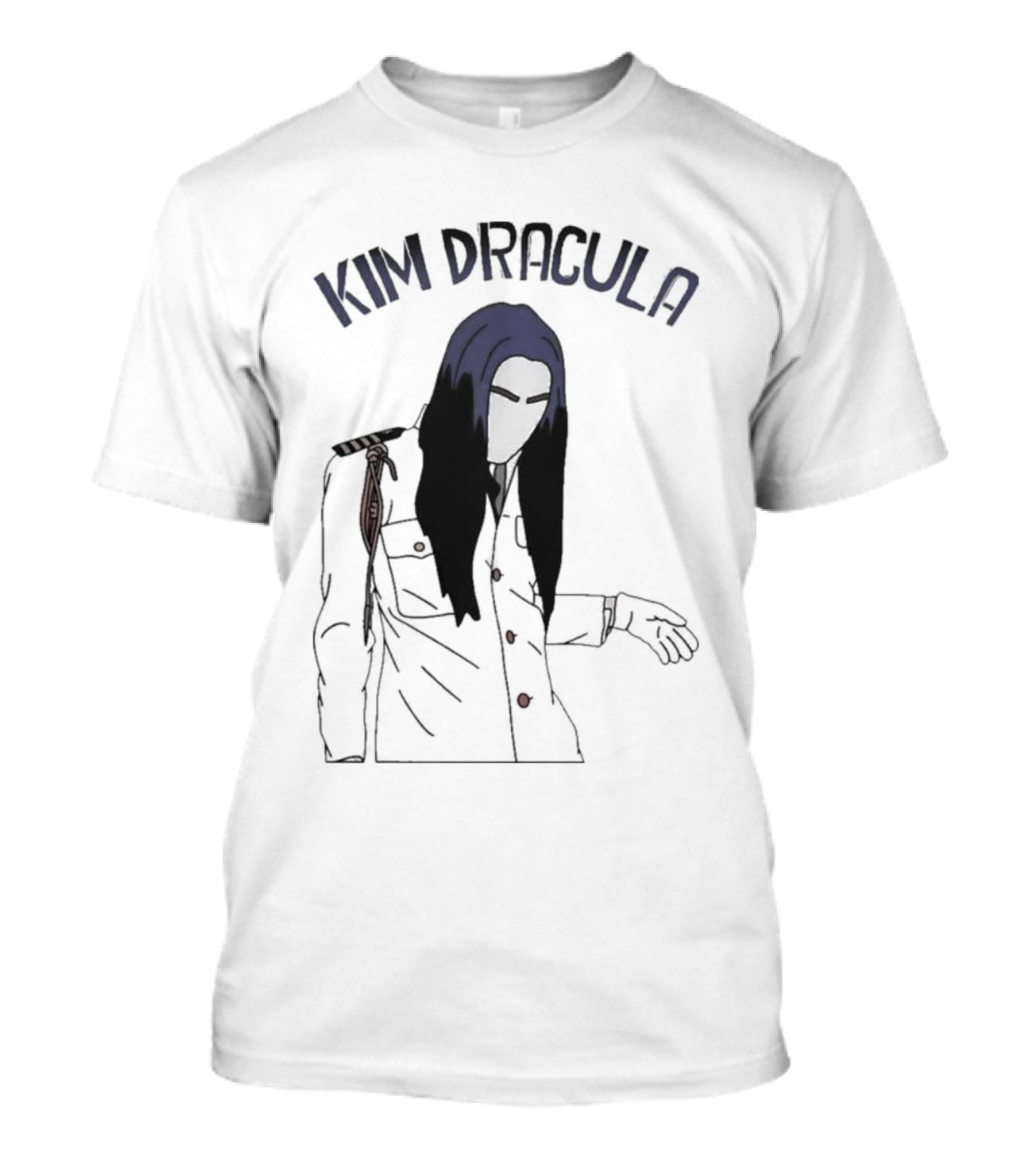 Kim Dracula Mysterious Long-Haired Figure In Military Jacket T-Shirt