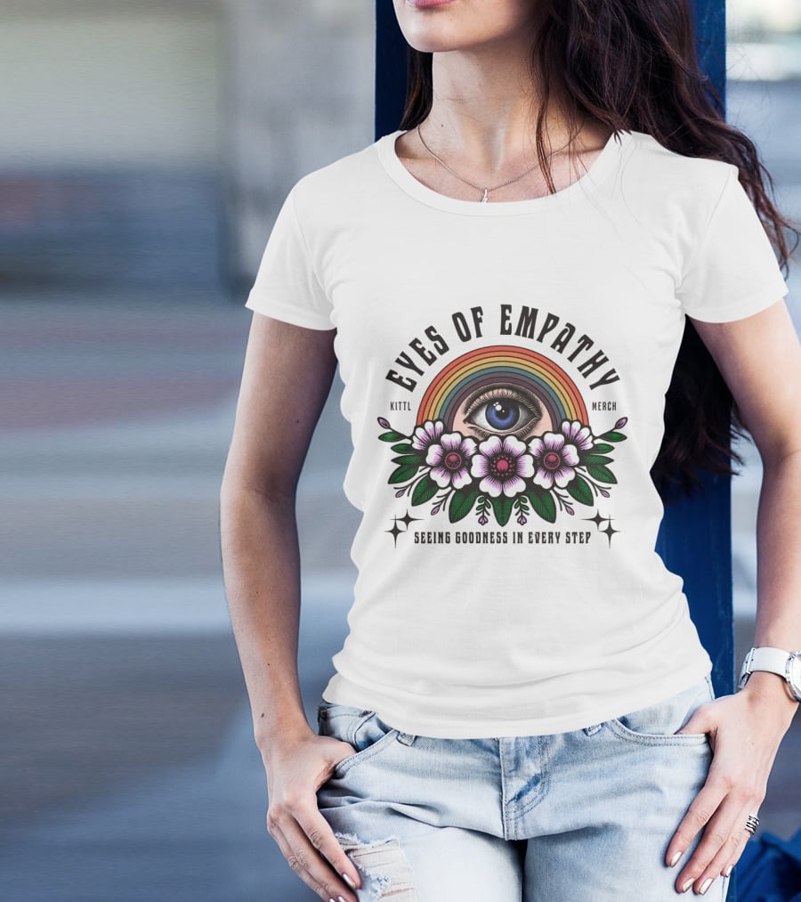 Eyes Of Empathy One Eye Rainbow Flower Decoration T-Shirt